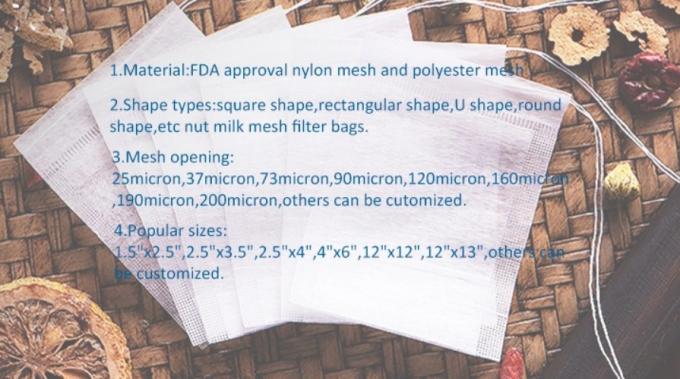 Προσαρμοσμένες 10*12inch 110micron τσάντες φίλτρων γάλακτος καρυδιών πλέγματος FDA νάυλον